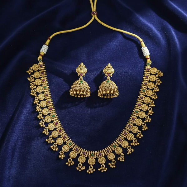 229317 Antique Temple Necklace With Matte Gold Plating