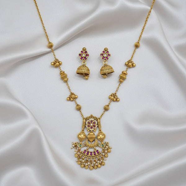 229320 Antique Moti Pendant Set With Gold Plating