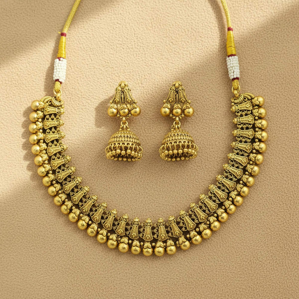 229331 Antique Plain Matte Gold Necklace With Matte Gold Plating