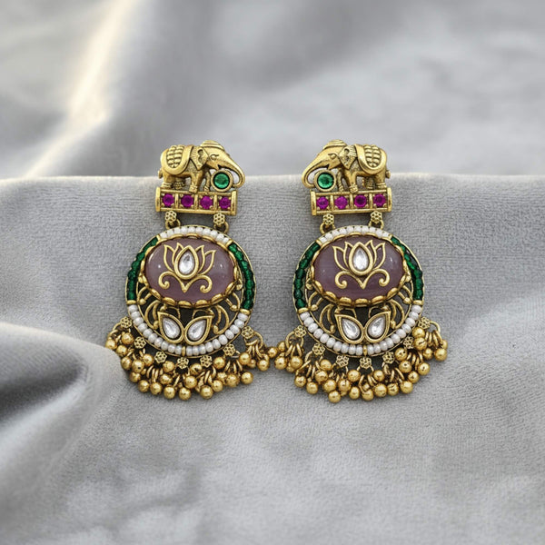 229352 Antique Moti Earring With Gold Plating
