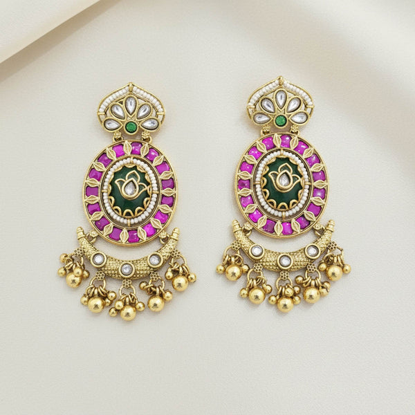 229354 Antique Moti Earring With Gold Plating