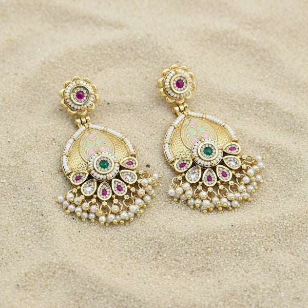 229367 Antique Moti Earring With Gold Plating