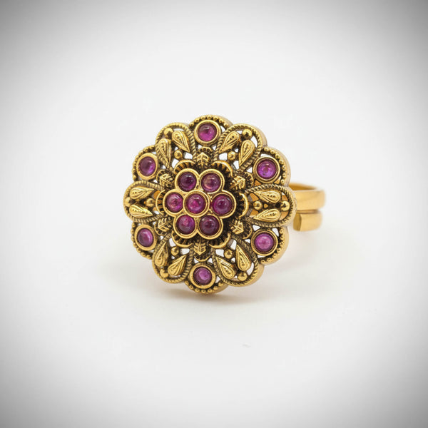 229419 Antique Adjustable Ring With Matte Gold Plating
