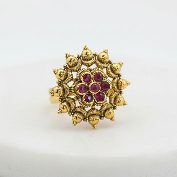 229420 Antique Adjustable Ring With Matte Gold Plating