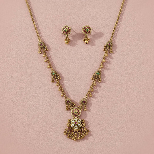 229429 Antique Moti Pendant Set With Gold Plating