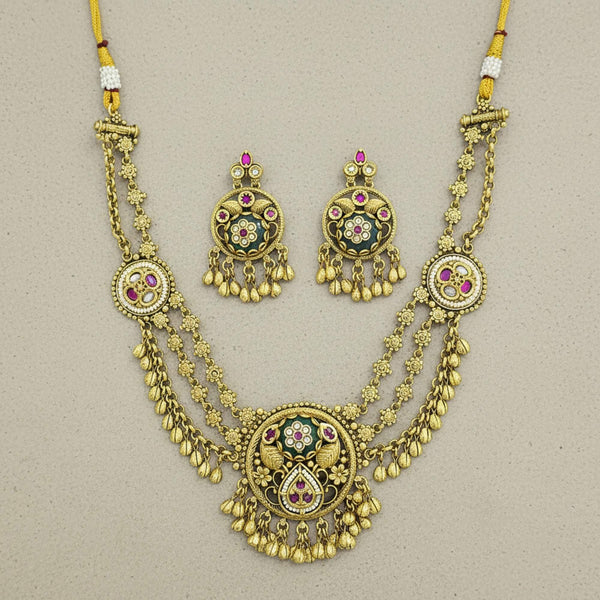 229431 Antique Moti Necklace With Gold Plating
