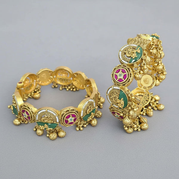 229437 Antique Openable Bangles With Matte Gold Plating