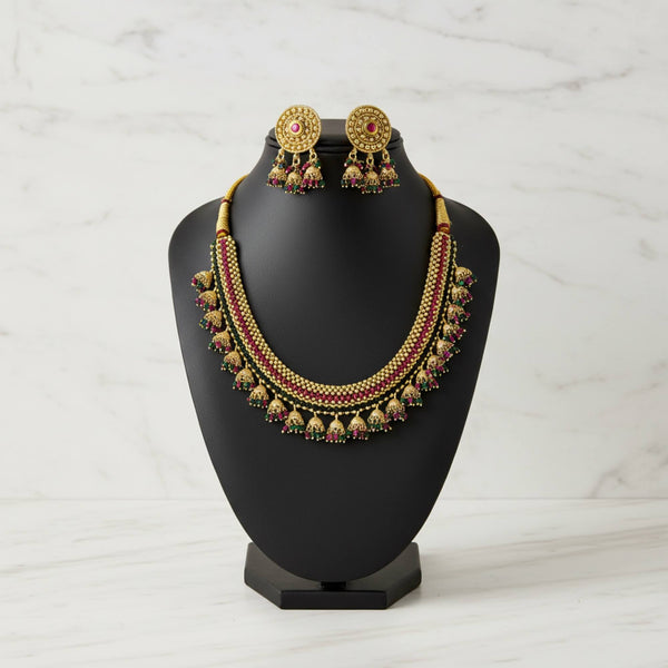 229443 Antique Mala Necklace With Gold Plating