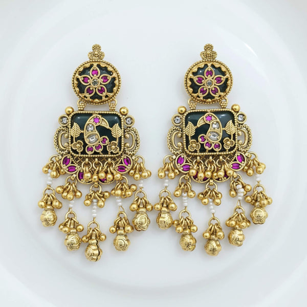 229448 Antique Moti Earring With Matte Gold Plating