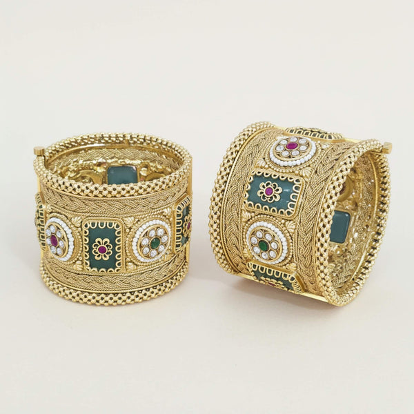 229450 Antique Openable Bangles With Matte Gold Plating