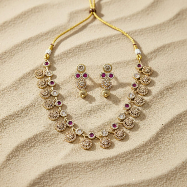 229462 Antique Classic Necklace Set With Gold Plating