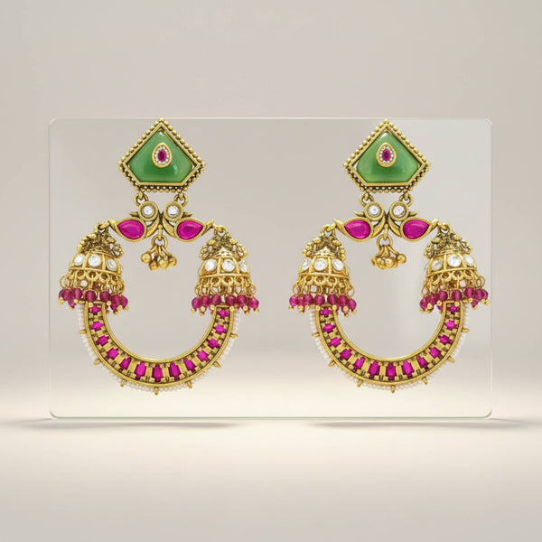 229469 Antique Moti Earring With Matte Gold Plating