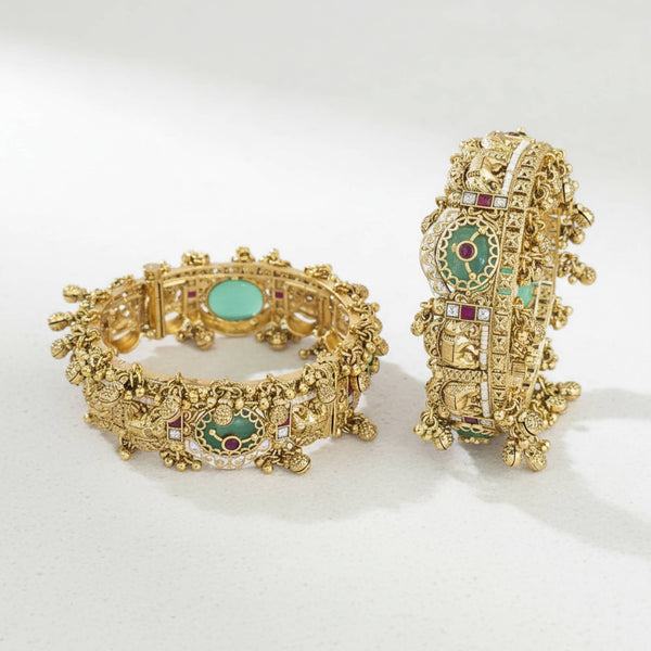 229480 Antique Openable Bangles With Gold Plating