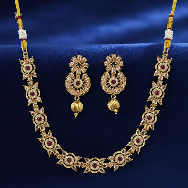 229496 Antique Classic Necklace Set With Gold Plating