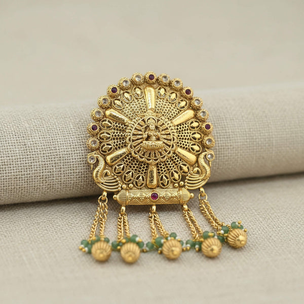 229518 Antique Moti Hair Brooch With Gold Plating