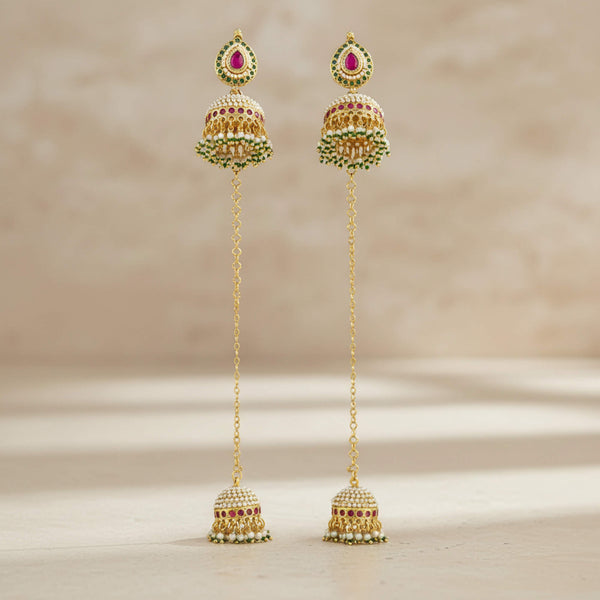229529 Antique Jhumki With Gold Plating