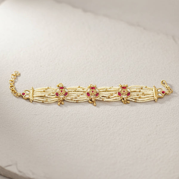 229559 Antique Moti Bracelet With Carat Gold Plating