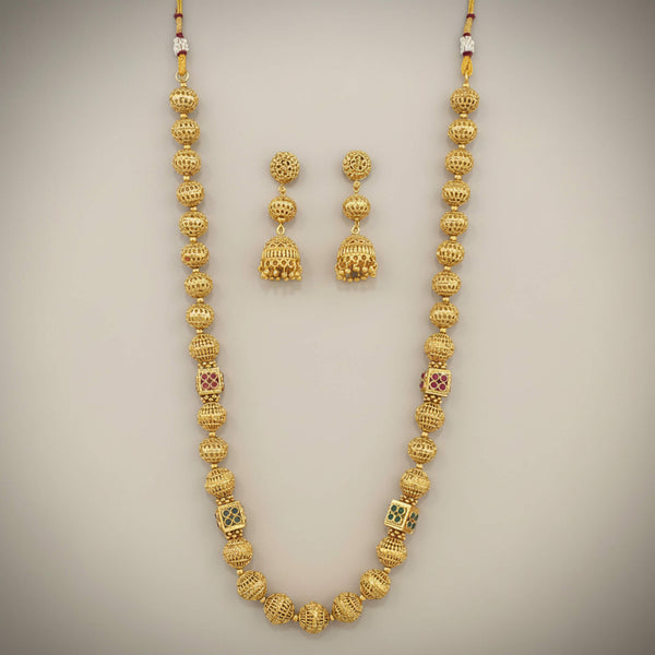 229588 Antique Mala Necklace Set With Gold Plating