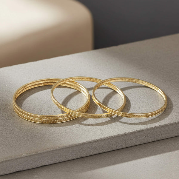 229597 Antique Plain Gold Bangles With Gold Plating