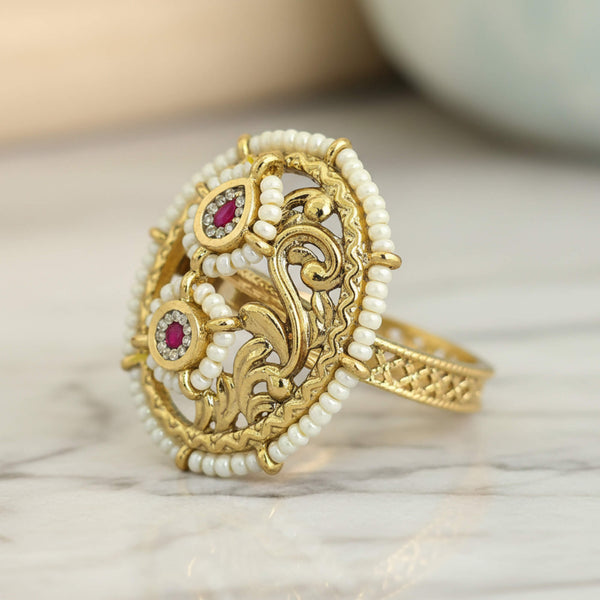229665 Antique Adjustable Ring With Gold Plating