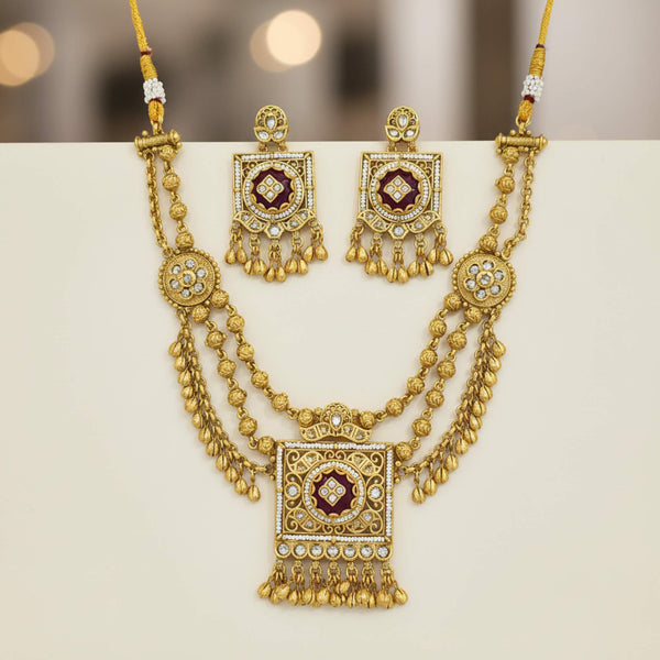 229759 Antique Choker Necklace Set With Gold Plating