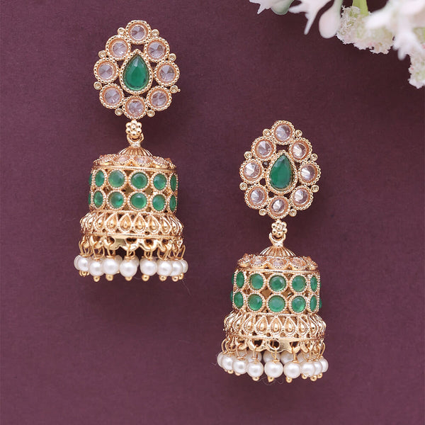 Antique Jhumkis with gold plating 23420