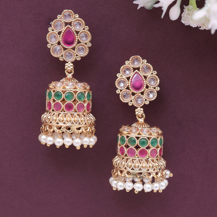 Antique Jhumkis with gold plating 23420