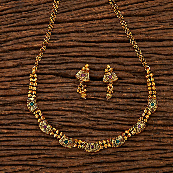 23919 Antique Classic Necklace with matte gold plating