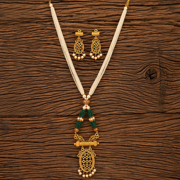 Antique Mala Pendant set with Matte Gold plating 24317