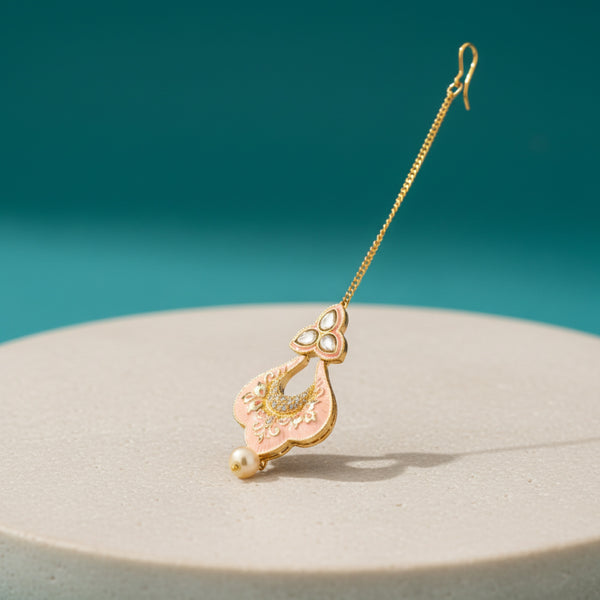 300129 Kundan Classic Tikka with gold plating