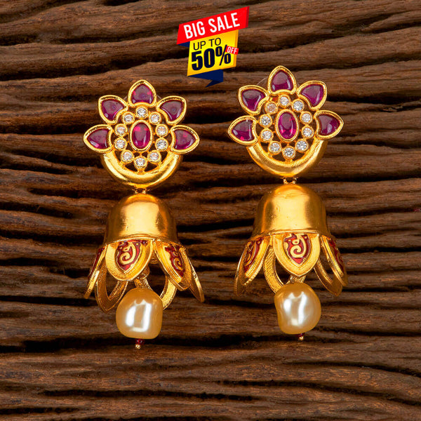 Kundan Jhumkis With Gold Plating 300228