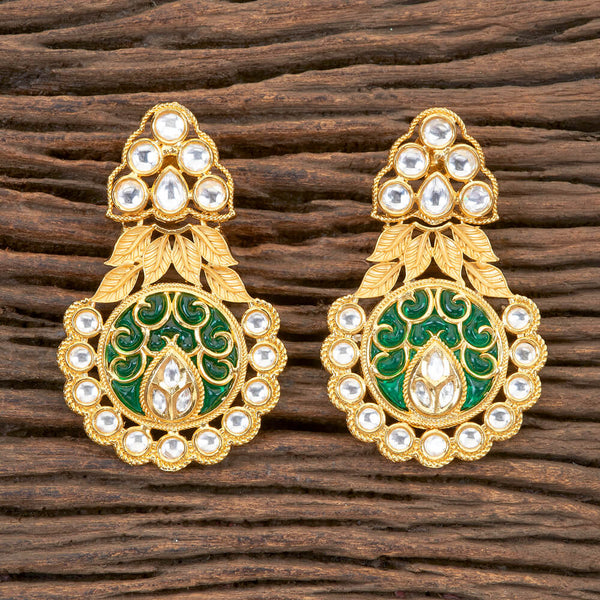 Kundan Classic Earring With Matte Gold Plating 300260