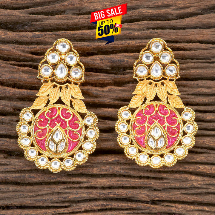 Kundan Classic Earring With Matte Gold Plating 300260