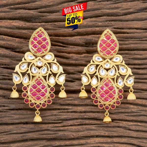 Kundan Classic Earring With Matte Gold Plating 300261