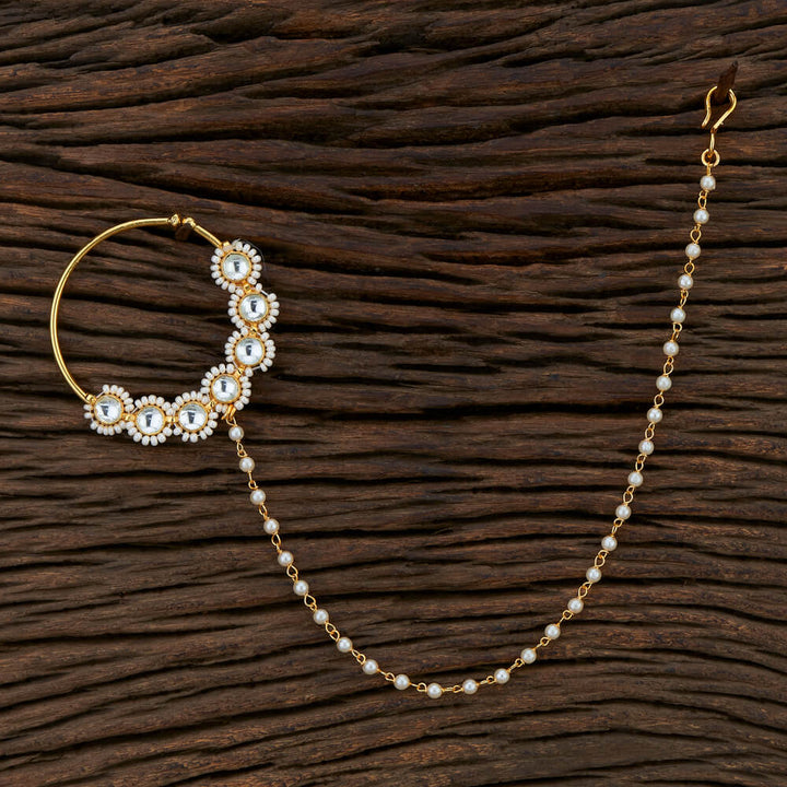 Kundan Pressing Nose Ring With Gold Plating 301178
