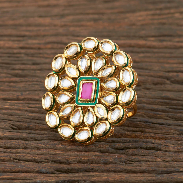 Kundan Classic Ring With Gold Plating 301288