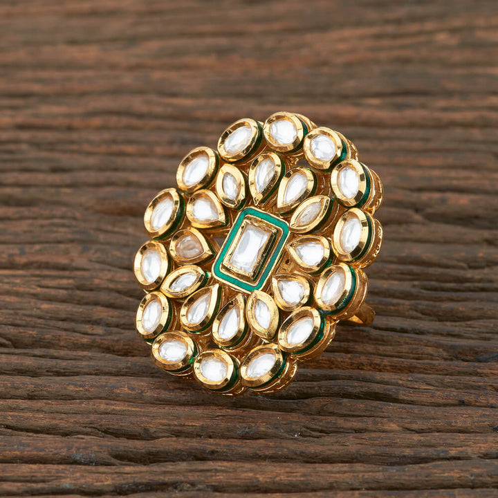 Kundan Classic Ring With Gold Plating 301288