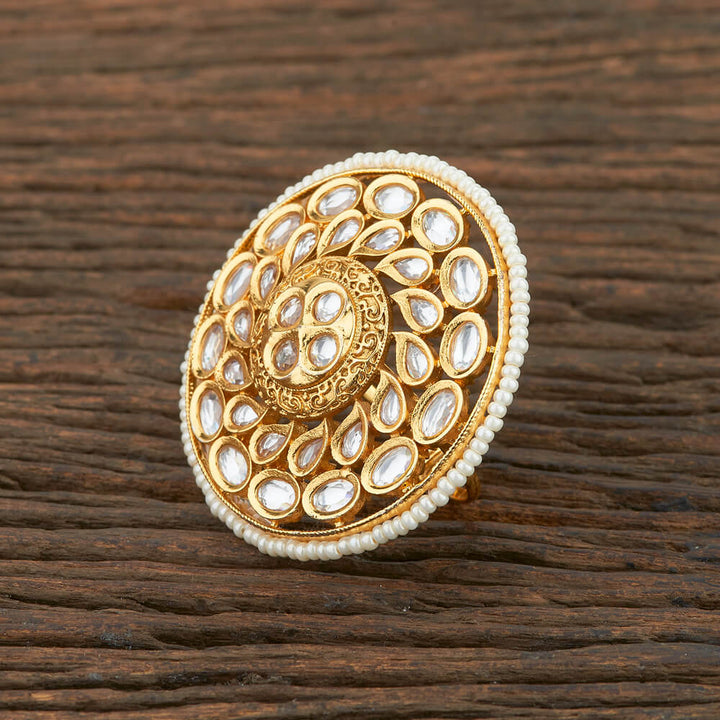 Kundan Classic Ring With Gold Plating 301291