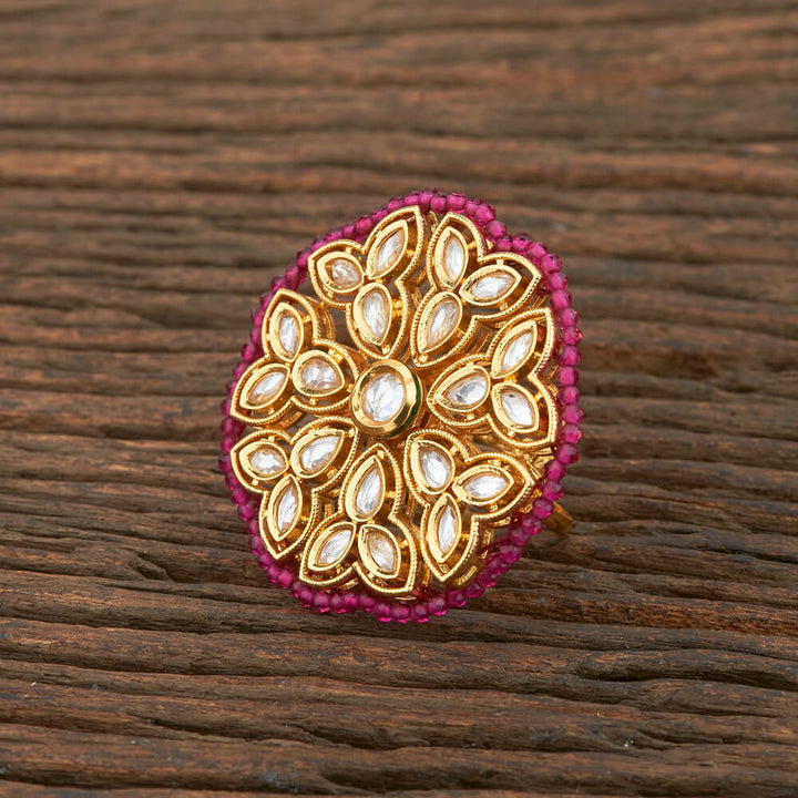 Kundan Classic Ring With Gold Plating 301294