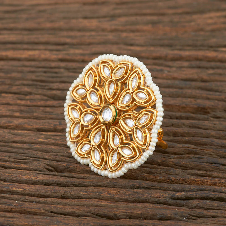 Kundan Classic Ring With Gold Plating 301294