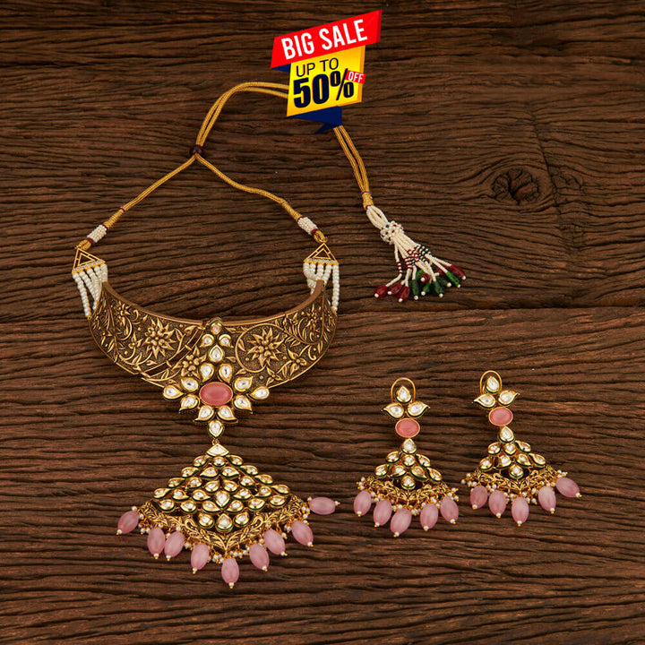 Kundan Mukut Necklace with gold plating 301389