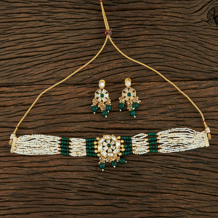 Kundan Moti Necklace With Gold Plating 301509