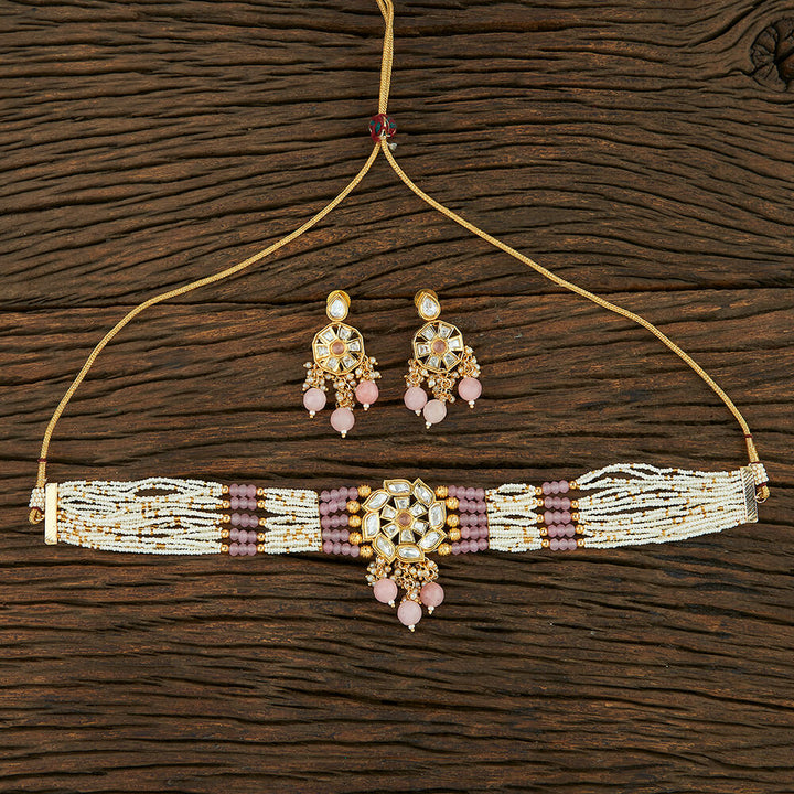 Kundan Moti Necklace With Gold Plating 301509