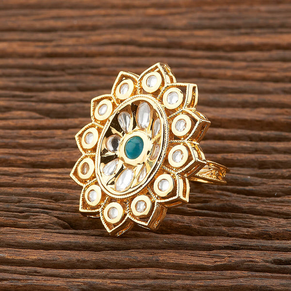 Kundan Adjustable Ring With Gold Plating 301568