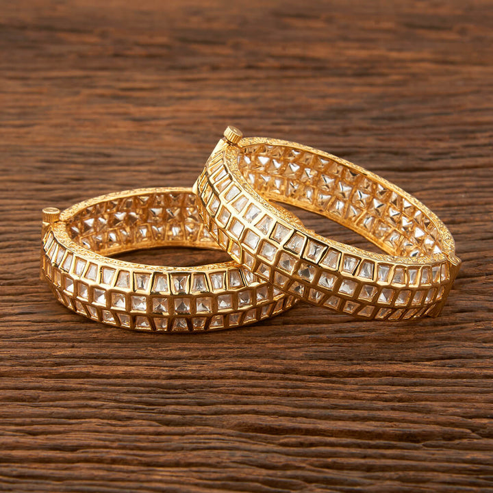 Kundan Openable Bangles With Gold Plating 301578