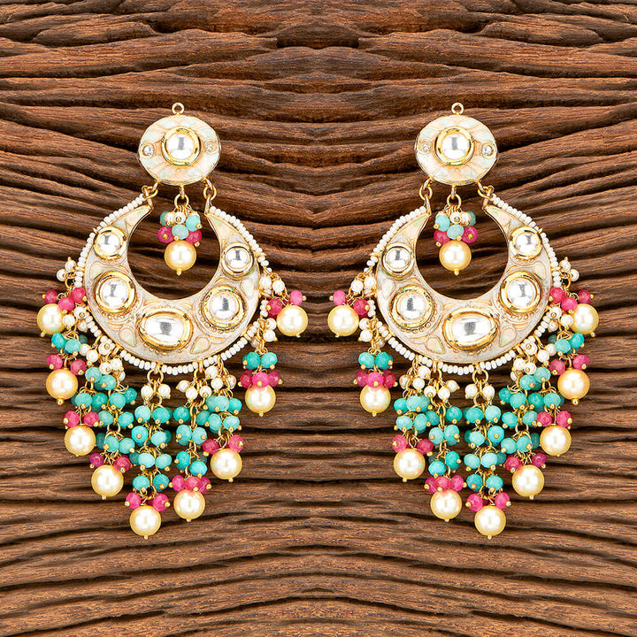 Kundan Long Earring With Gold Plating 301641