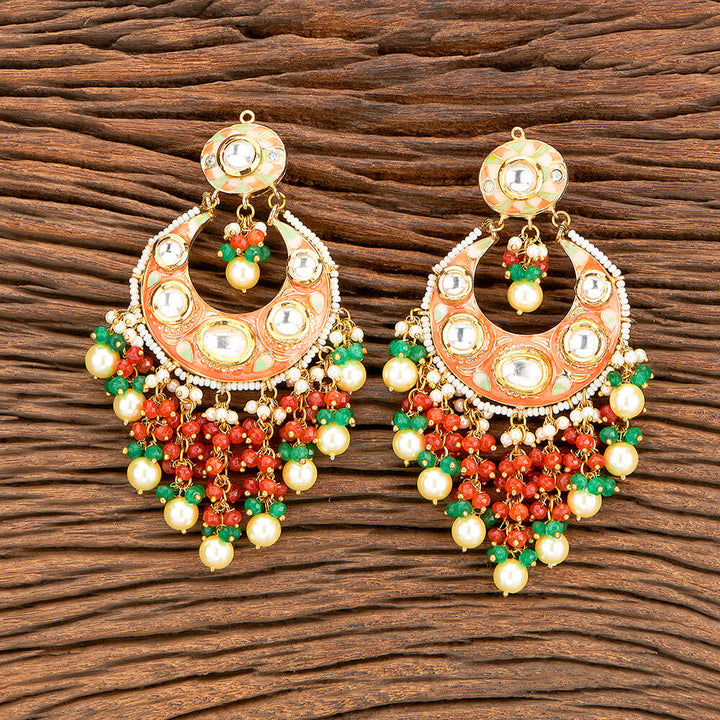 Kundan Long Earring With Gold Plating 301641