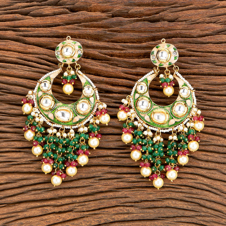 Kundan Long Earring With Gold Plating 301641