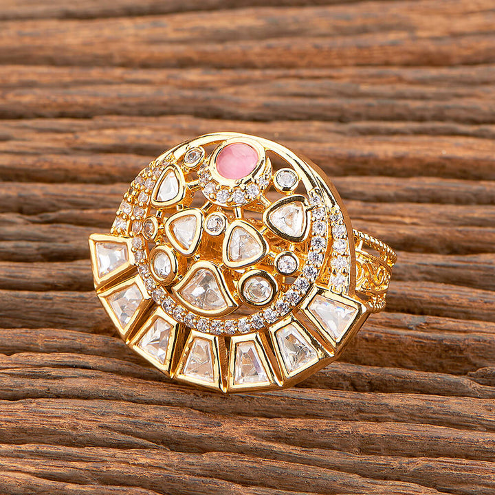 Kundan Adjustable Ring With Gold Plating 301703