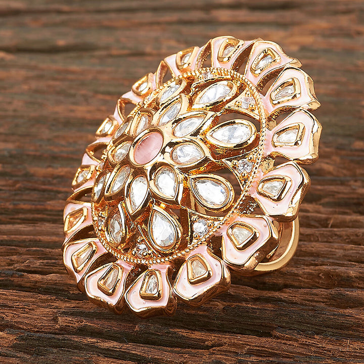 Kundan Adjustable Ring With Gold Plating 301709